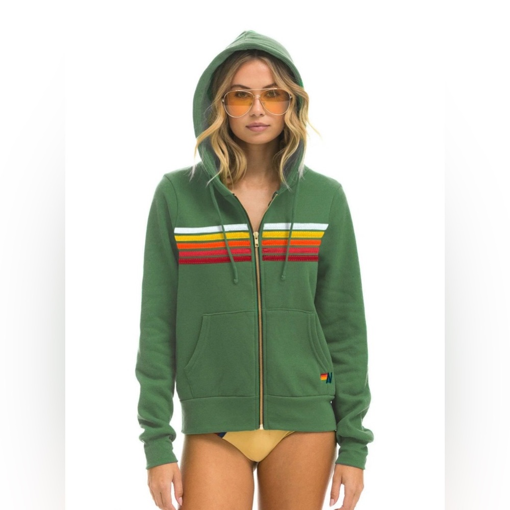 Set! Aviator Nation 5 Stripe Palm Green Hoodie S w/ Sweatpants XS. Worn 2x!